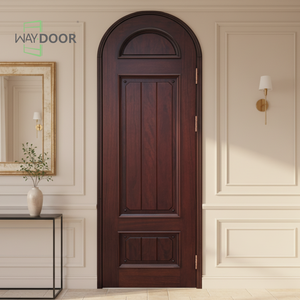 Panel de madera maciza con acabado de superficie de estilo antiguo francés, puerta Exterior interior, <span class=keywords><strong>puertas</strong></span> interiores de madera arqueadas de roble <span class=keywords><strong>caoba</strong></span> de pino - Product Image 3