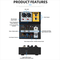 Mini console de mixage Audio professionnelle à 2 canaux ordinateurs équipement de support enregistrement Audio pour l'adoption de taux mélangeur élevé