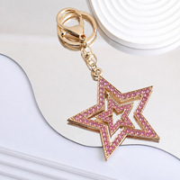 Porte-clés étoile à cinq branches ajourée entièrement pavée en alliage de zinc, breloque de sac en strass de luxe léger – Cadeau créatif polyvalent