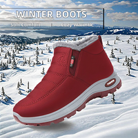 Bottes d'hiver unisexes à enfiler en coton, doublure en cuir véritable, tige en denim, bout carré ouvert, pour personnes âgées, mi-hautes, légères