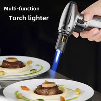Briquet torche à flamme jet portable, rechargeable au gaz butane, briquet coupe-vent pour barbecue avec verrou de sécurité