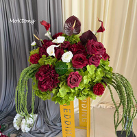 Bestseller 50cm Künstliche Burgunderrote Weiße Blumenkugel Tischdekoration Künstliche Seiden-Grüne Hortensien-Blumenkugel mit Hängenden Amaranthen