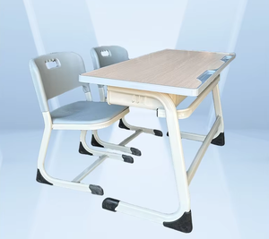 Bureau de formation personnalisé moderne à double siège en métal pour étudiants avec chaise d'école pour chambre à coucher conférence école Cram tutorat - Product Image 3