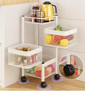 Лидер продаж, полка для хранения кухонных тележек с колесами, Многоуровневая корзина для овощей и фруктов, вращающаяся корзина на 360 градусов, стойка для корзин - Product Image 1
