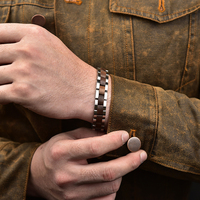 Bracelet unisexe en acier inoxydable et bois de noyer, squelette, pour hommes et femmes, vente en gros, fournisseur chinois