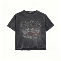 T-shirt personnalisé Kornit DTG, effet délavé, motif camion vintage, fabrication OEM, coton lourd pour homme