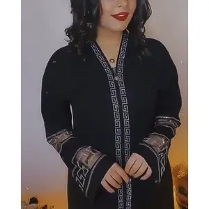 האחרון אופנה מוסלמי שמלות ארוך שרוול מוזר Jubah דובאי ורקה עם נשים העבאיה