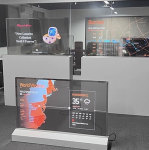 Dernière vitrine Smart <span class=keywords><strong>TV</strong></span> double face <span class=keywords><strong>OLED</strong></span> 30 ''55 pouces Affichage numérique <span class=keywords><strong>OLED</strong></span> transparent pour ascenseur - Product Image 1