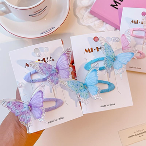 Hot Selling Cute <b>Sweet</b> Light Luxury Gradient Color Butterfly Hairpin Simple Fashionable Style Girl's Hairpins Wholesale Jewelry - Product Image 2