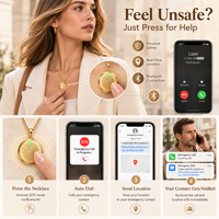 Collier Alarme Personnelle, Bijou Intelligent, Pendentif SOS avec Localisation GPS, SMS et Appel d'Urgence pour Femmes