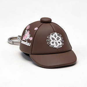 Mini Baseball Cap Shape Bag Keychain Fashion Embroidery Storage Pouch Portable AirPods <b>Case</b> <b>Coin</b> Purse Durable Metal Carabiner - Product Image 2