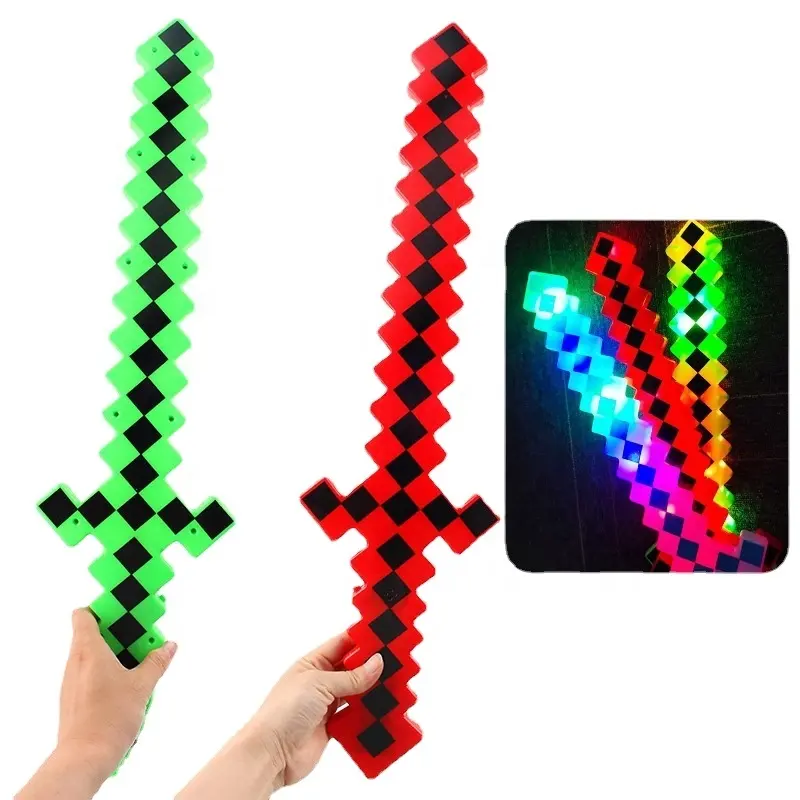 МИГАЮЩИЙ МЕЧ со светодиодами, светящаяся мозаичная игрушка, топор для достижения детских боевых искусств, кунг-фу, забавная мигающая пластиковая игрушка-меч