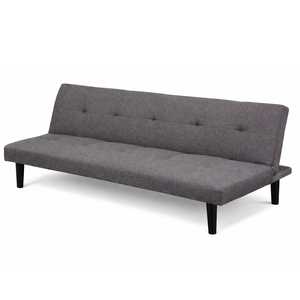Divano Letto a 3 Posti 165x76x65 Cm con Schienale Reclinabile in Tessuto Effetto Lino Grigio per Soggiorno - Product Image 1