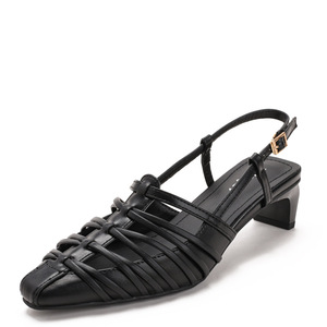 Sandales à talon slingback pour femme, mode été, avec bride tressée et boucle de <span class=keywords><strong>cheville</strong></span>, talon <span class=keywords><strong>bloc</strong></span> moyen, élégantes pour soirée, design ajouré, vente en gros - Product Image 3