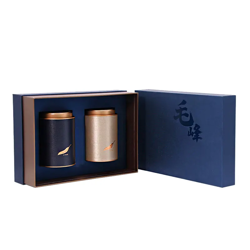 Good Price Free Design Custom Luxury Elegant Foam Filled Navy Blue Storage Tea Set Gift Box With Bag