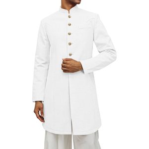 2025 hommes coton Kurta manteaux indien col Mandarin tenues ethniques pour mariage fêtes décontracté caftan Robe - Product Image 4