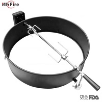 Kit Cincin Barbeque Besi Anti Karat, Aksesori Barbeque Kit Cincin Panggang Arang Baja Tahan Karat Lapis Krom Hitam Universal