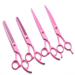 Pink Pet Dog Grooming Shears 7.0 Inch 4 Piece Set Multifunctional Stainless Steel For Dogs - Product Image 1