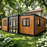 Maison conteneur extensible 20ft 40ft, cabane préfabriquée avec panneaux muraux en bois, métal et plastique pour jardin, camping, gîte, bureau ou espace extérieur