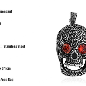 Collar con Colgante de Calavera, Joyería de Acero Inoxidable con Ojo de Zirconia, Collar de Estilo Punk para Hombre - Product Image 6