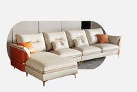 Nordisches italienisches modernes Wohnzimmer L-Form Chesterfield Leders ofa Set
