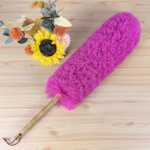 Fluffy Nylon Duster Wooden Handle Feather Duster Microfiber Duster For Household Cleaning