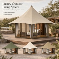 Tente hexagonale de luxe BOTEEN, simple couche, quatre saisons, écologique, structure en alliage d'aluminium, tente de glamping extérieure avec grand espace
