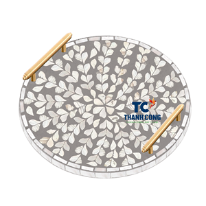 Bandeja de servicio redonda ecológica al mejor precio con asa Bandejas de chocolate nácar Bandeja de servicio de regalo de Ramadán de Vietnam - Product Image 2