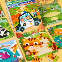 9 pièces en bois petit puzzle pour 3-7 ans dessin animé animal trafic avion conseil pour maternelle enfants éducation précoce jouet