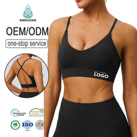 Soutien-gorge de sport amovible à double couche brossée, sensation seconde peau, respirant, dos sexy, doux, extensible, anti-choc, maintien léger