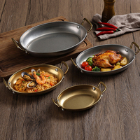 Assiettes ovales créatives rétro en acier inoxydable pour desserts, fruits de mer, poulet et pâtes – Idéales pour la restauration et les restaurants