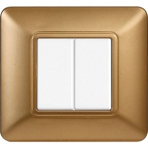 Placca interruttore a parete Gloca 2P in plastica dorata a 2 pulsanti, resistente per Matix - Product Image 4