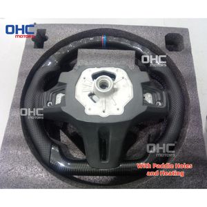 Volante de fibra de carbono Real con calefacción de almacén de EE. UU. Para Bmw G20 3 Series M3 M4 G80 G82 G83 F4x G2x G28 con agujeros de paleta - Product Image 4