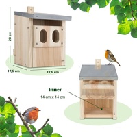 Nichoir en bois écologique avec nichoir en métal à motif solide pour Robin Pet Cage Style pour oiseaux vivants