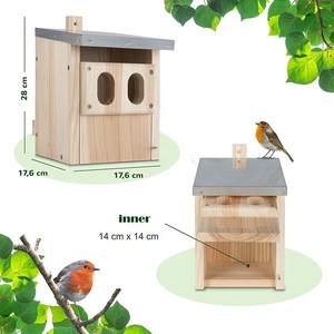 Eco-Friendly <strong>Wooden</strong> <strong>Bird</strong> House with Solid Pattern Metal Roof Nesting Box for Robin Pet <strong>Cage</strong> <strong>Style</strong> for Living <strong>Birds</strong> - Product Image 5