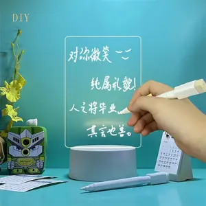 Panneau Led 3D en forme de Message avec USB, effaçable, veilleuse, lumière de nuit, DC5V, avec stylo