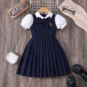 Vestito estivo per ragazze scuola primaria inglese in stile maniche corte un pezzo vestito uniforme <span class=keywords><strong>di</strong></span> classe per la fascia <span class=keywords><strong>di</strong></span> età dei bambini - Product Image 1
