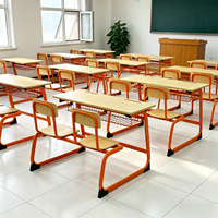 Meubles ergonomiques, matériau respectueux de l'environnement E1, ensemble bureau et chaise double pour étudiants, université, primaire et secondaire