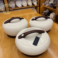 Pot de service isotherme de luxe à finition miroir, 3 pièces, 4L-6L, noir, avec poignée en marbre foncé, pour Majlis du Moyen-Orient