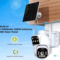 Caméra solaire extérieure WiFi HD à double objectif avec objectif PTZ d'alerte intelligente Connectivité 4G Caméra réseau IP