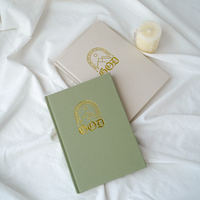 Carnets de notes A5 personnalisés avec couverture en tissu de lin rigide et logo imprimé, journal de prière pour Dieu, vente en gros