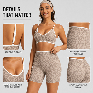 Conjunto de Yoga sin Costuras para Mujer, Sujetador Deportivo con Estampado de Leopardo Jacquard, Leggings de Cintura Alta con Efecto Levanta Glúteos para Gimnasio, Pilates y Entrenamiento - Product Image 3