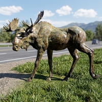 Grande statue d'élanch en bronze grandeur nature pour la décoration de zoo extérieur, à vendre