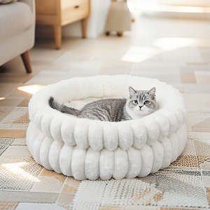 Модная утолщенная кровать для домашних животных для собак, кошек, комнатный мягкий диван, коврик для сна, складная плюшевая теплая кровать для кошек, упаковка для пещеры - Product Image 1