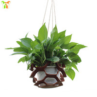 PU cuir plante cintre rond petite taille fleur Vase suspendu étui housse pochette décoration de la maison Vase Pot couvercle support