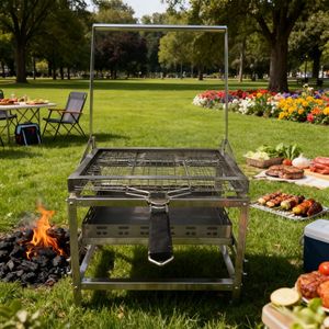 Barbecue portable BlazeFor en acier inoxydable avec fumoir au charbon de bois pour la cuisson en extérieur - Product Image 1