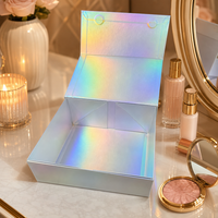 Boîte cadeau magnétique holographique pliable, boîte en carton rigide irisée à plat, logo personnalisé