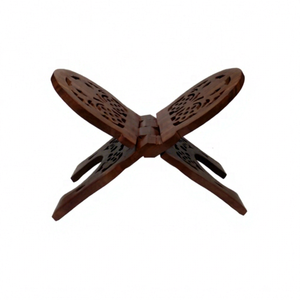 Meilleures ventes : Présentoir de prière pliable en bois sculpté à la main, poli, écologique, imitation antique, pour la Sainte Gita, le Coran et la Bible - Product Image 1