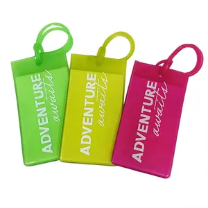 Étiquettes de bagages en plastique pvc transparent, pour sac de voyage, transparent, imperméable, coloré, vente en gros, 50 pièces