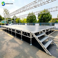 Plateforme de Scène Portable en Aluminium 1x1m 1x2m Modulaire à Hauteur Réglable pour Concerts Extérieurs, Mariages, Événements, Performances d'Église, Mobile